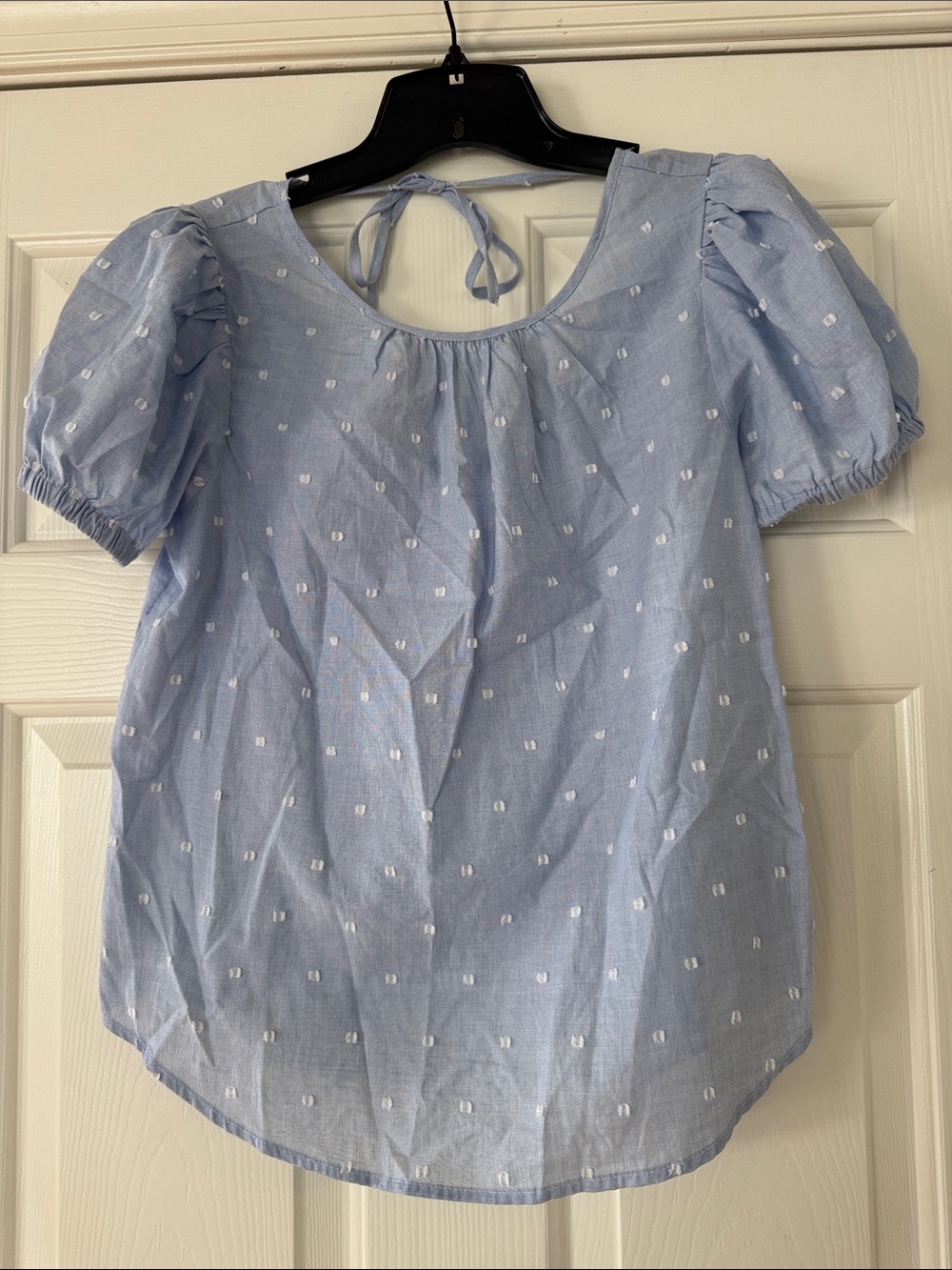 Falls Creek Light Blue Puff Sleeve Tie-Back Blouse NEW small